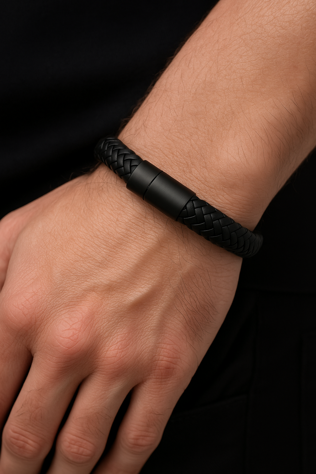Essential Leather Bracelet — Black